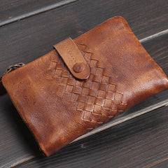 Handmade Mens Cool billfold Leather Wallet Men Small Zipper Wallets Bifold for Men