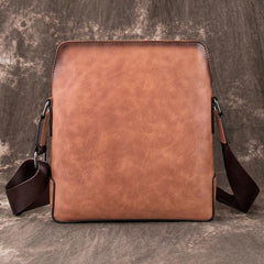 Vintage Coffee LEATHER MEN'S Small Side bag Brown Vertical Phone Bag MESSENGER BAG Courier Bag FOR MEN - iwalletsmen