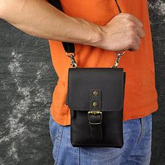 Mens Leather Small Side Bag  Waist Pouch COURIER BAG Holster Belt Case Belt Pouch for Men - iwalletsmen