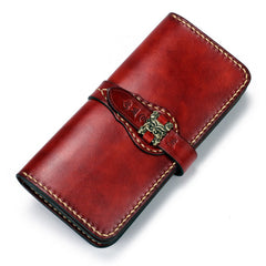 Handmade Leather Mens Clutch Cool Leather Wallet Long Phone Wallets for Men