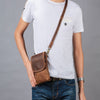 Cool Brown Leather Mens Mini Shoulder Bag Belt Pouch Waist Bag For Men - iwalletsmen