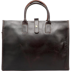 Vintage Black Mens Leather Briefcase Work Handbags Blue 14'' Computer Briefcases For Men - iwalletsmen