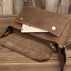 BADASS Brown LEATHER MENS SMall Postman BAG SIDE BAG COURIER BAG MESSENGER BAG FOR MEN - iwalletsmen