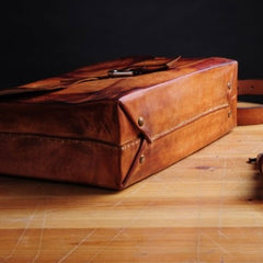 Handmade Vintage Brown Leather Mens Messenger Bag Shoulder Bag for Men - iwalletsmen