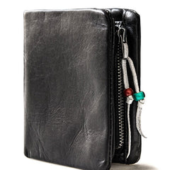 Genuine Leather Mens Cool billfold Leather Wallet Men Small Wallets Bifold for Men