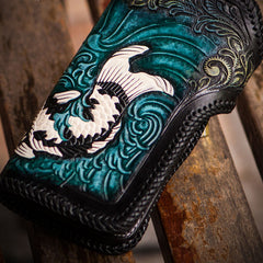 Handmade Leather Carp Mens Chain Biker Wallet Cool Leather Wallet With Chain Wallets for Men