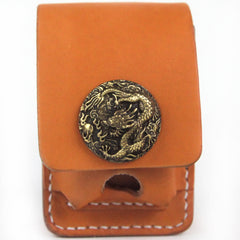 Black Handmade Leather Mens Cool Belt Cigarette Case Holder Cigarette Lighter Case For Men - iwalletsmen