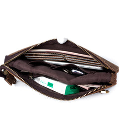 Light Brown Cool Mens long Wallet Wristlet Wallet Clutch Wallet Dark Brown Long Wallets for Men - iwalletsmen
