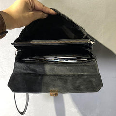 CASUAL BLACK LEATHER MEN'S Long Wallet Clutch Wallet BLACK Wristlet Wallet FOR MEN - iwalletsmen