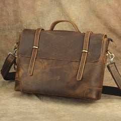 Brown Leather Men's Professional Briefcase 14‘’ Laptop Handbag Business Bag For Men - iwalletsmen