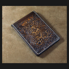 Handmade Leather Tooled Death Metal Deathcore License Wallet Mens Card billfold Wallet Cool Leather Wallet Slim Wallet for Men