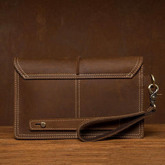 Cool Brown Mens long Wallet Wristlet Bag Clutch Wallet Envelope Wallet Mobile Bag for Men - iwalletsmen