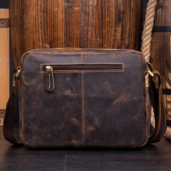 Casual Coffee Leather 10 inches Small Courier Bag Messenger Bags Postman Bags for Men - iwalletsmen