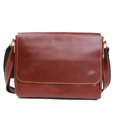 Cool Black Leather Mens 10 inches Courier Bags Coffee Brown Messenger Bags Postman Bag For Men - iwalletsmen