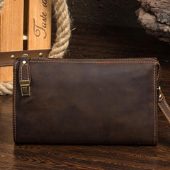 Dark Brown Cool Mens long Clutch Wallet Wristlet Wallet Clutch Bag Large Long Wallet for Men - iwalletsmen