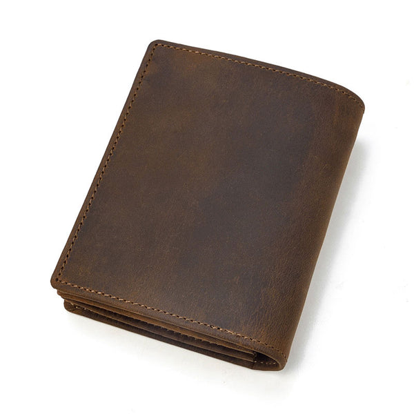 Cool Leather Mens Small Bifold Wallet billfold Wallet Front Pocket Wallets for Men - iwalletsmen