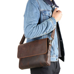Cool Leather Messenger Bag Side Bag Vintage Shoulder Bag For Men - iwalletsmen