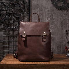 Vintage Mens Coffee Leather Backpack Travel Backpack Leather Hiking Backpack for Men - iwalletsmen