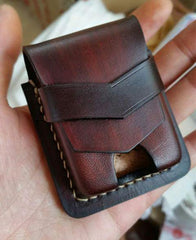 Handmade Black Leather Classic Zippo Lighter Pouch Standard Zippo Lighter Holder with Belt Loop For Men - iwalletsmen