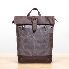 Waxed Canvas Mens Womens 14'' Travel Backpack Roll Up Backpack School Backpack for Men - iwalletsmen