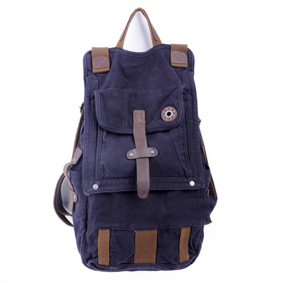 Canvas Black Mens Hiking Backpack Large Khaki School Backpack Canvas Travel Backpack For Men - iwalletsmen