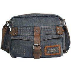 Denim Blue Mens Small Messenger Bag Blue Jean Postman Bag Courier Bag For Men - iwalletsmen
