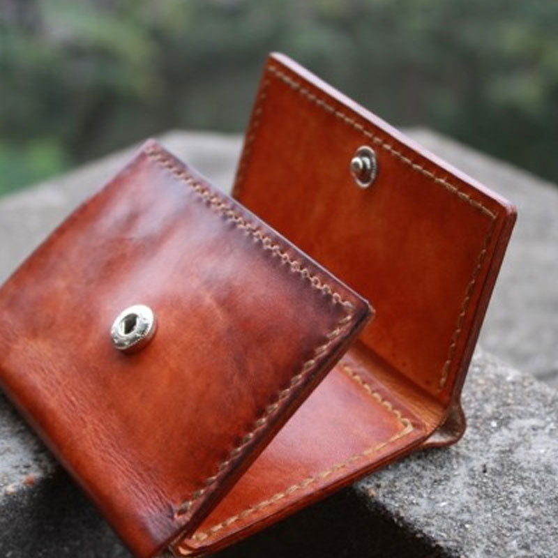 Handmade Leather Mens Small Trifold Wallet Vintage Cool billfold Wallet for Men - iwalletsmen