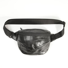 Black Handmade Leather Men Fanny Pack Small Waist Bag Hip Pack Coffee Belt Bag Bumbag for Men - iwalletsmen