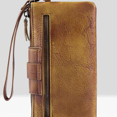 Handmade Mens Cool Long Leather Chain Wallet Cards Biker Trucker Wristlet Wallet - iwalletsmen