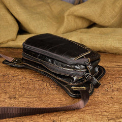 Brown Leather Fanny Pack Men's Black Chest Bag Hip Bag Vintage Waist Bag For Men - iwalletsmen