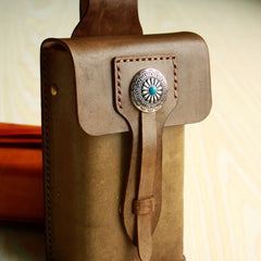 Handmade Cool Leather Cell Phone Holsters Belt Pouch Mens Waist Bag for Men - iwalletsmen