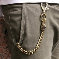 Badass Gold Skull Mens Wallet Chain Biker Wallet Chain 18‘â€?Pants Chain For Men - iwalletsmen