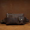 Vintage Brown Leather Mens Fanny Pack Waist Bag Coffee Hip Pack Belt Bag Bumbag for Men - iwalletsmen