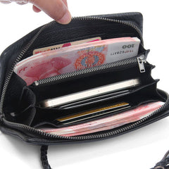 Handmade Mens Cool Long Leather Chain Wallet Cards Biker Trucker Wristlet Wallet