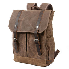 Waxed Canvas Leather Mens Backpacks Canvas Travel Backpack Canvas School Backpack for Men - iwalletsmen