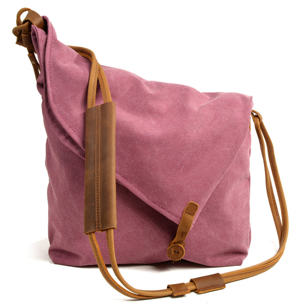 Cute Canvas Womens Mens Pink Side Bag Shoulder Bag Blue Messenger Bag For Men - iwalletsmen