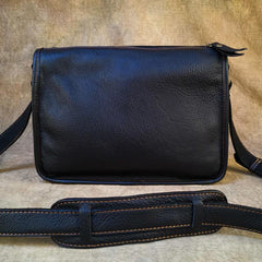 Black LEATHER MENS 10-inch Small Postman Bag SHOULDER BAG SIDE BAG COURIER BAG IPAD MESSENGER BAG FOR MEN - iwalletsmen