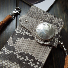 Handmade Leather Biker Wallet Mens Cool Chain Wallet Trucker Wallet with Chain
