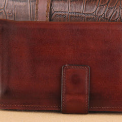 Genuine Leather Mens Cool Biker Chain Wallet Long Leather Wallet Slim Clutch Wristlet Wallet for Men