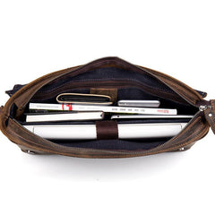 Vintage Dark Brown Leather Mens 15 inches Briefcase Laptop Bag Business Side Bags Work Bag for Men - iwalletsmen