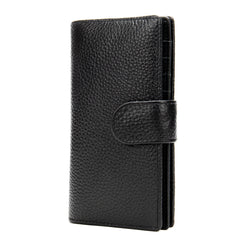 Black Leather Men's Wallet Trifold Long Wallet Multi Cards Long Wallet For Men - iwalletsmen