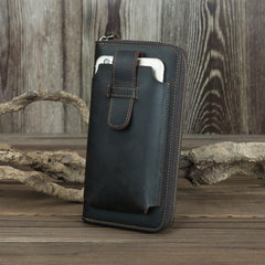 Brown Vintage Leather Long Wallet for Men Bifold Black COffee Phone Clutch Wallet For Men - iwalletsmen