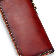 Handmade Leather Mens Chain Biker Wallet Cool Leather Wallet Long Phone Wallets for Men