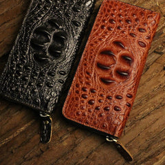 Handmade Leather Mens Cool Zipper Phone Travel Long Wallet Card Holder Card Slim Clutch Wallets for Men
