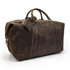 Casual Brown Leather Men Handbag Overnight Bags Travel Bags Weekender Bags For Men - iwalletsmen