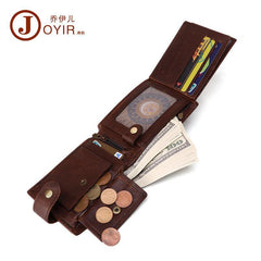 Small Trifold Leather Mens Wallet Brown Wallet Trifold Wallet Driver's License Wallet for Men - iwalletsmen