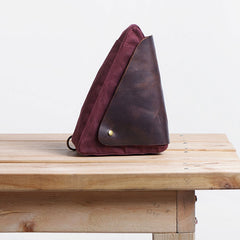 Cool Canvas Leather Triangular Mens Sling Bag Chest Bag One Shoulder Pack for men - iwalletsmen