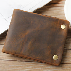 Dark Brown Small MENS LEATHER Brown Trifold Wallet SLIM billfold Brown Wallet FOR MEN - iwalletsmen