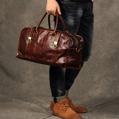 Genuine Leather Mens Cool Weekender Bag Travel Bag Duffle Bags Overnight Bag Holdall Bag for men