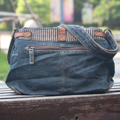 Blue Denim Mens Casual Small Messenger Bags Jean Postman Bag Courier Bag For Men - iwalletsmen